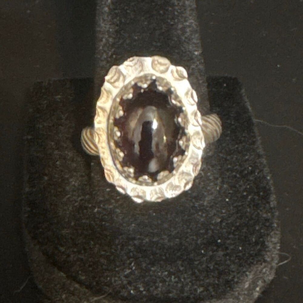 Garnet and Sterling Silver Ring, Handmade, size 8.5, NEW, Artisan
